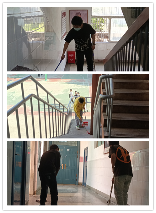 信息管理学院学生疫情防控期间打扫教学楼
